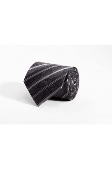 Gray Striped 100% Silk NeckTie