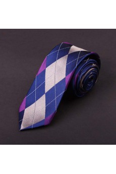 Blue Plaid 100% Silk NeckTie