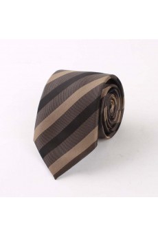 Gray Striped Polyester NeckTie