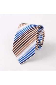 Gray Striped Polyester NeckTie