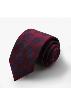 Red Floral Polyester NeckTie