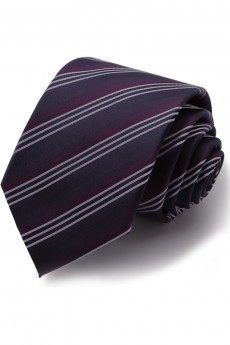 Black Striped Polyester NeckTie