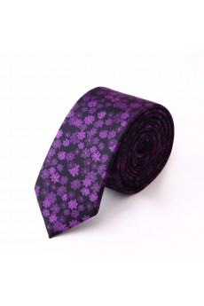 Purple Floral Microfiber NeckTie