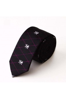 Black Plaid Microfiber NeckTie