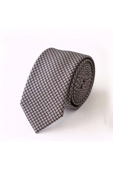 Gray Checkered Microfiber NeckTie