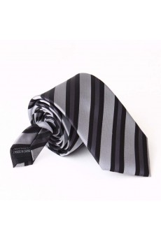 Gray Striped Microfiber NeckTie