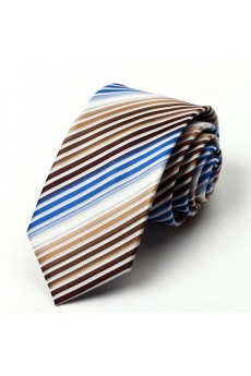 Brown Striped Microfiber NeckTie