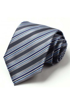 Gray Striped Polyester NeckTie