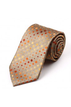 Gold Polka Dot Polyester NeckTie