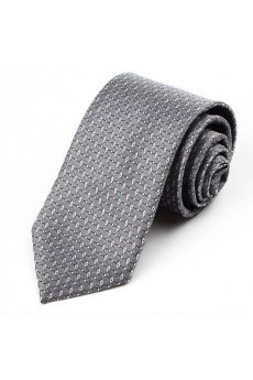 Gray Floral Polyester NeckTie