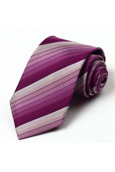 Purple Striped Polyester NeckTie