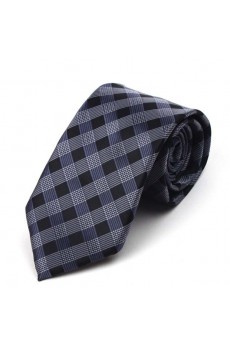 Gray Checkered Polyester NeckTie