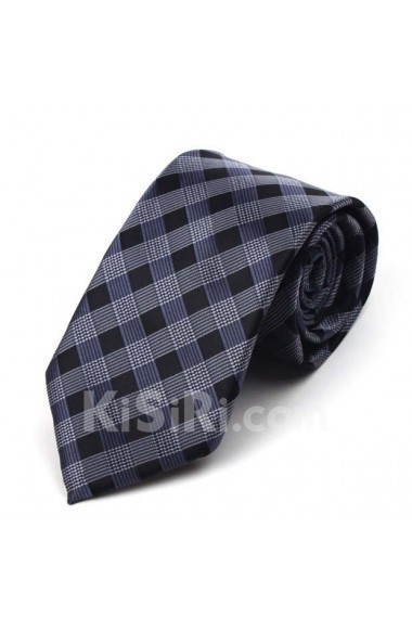 Gray Checkered Polyester NeckTie