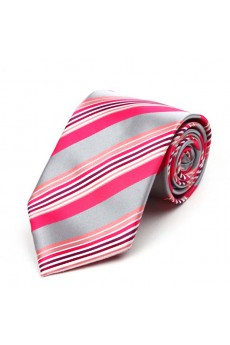 Pink Striped Polyester NeckTie