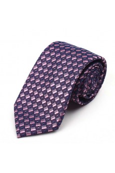 Purple Checkered Polyester NeckTie