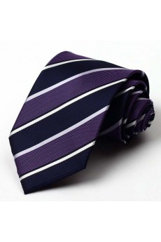 Purple Striped Polyester NeckTie