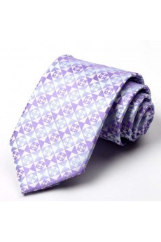 Purple Checkered Polyester NeckTie