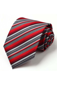 Red Striped Polyester NeckTie