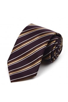 Brown Striped Polyester NeckTie