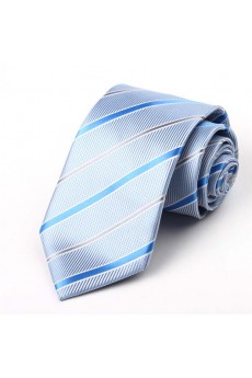 Gray Striped Polyester NeckTie