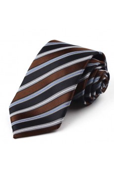 Gray Striped Polyester NeckTie