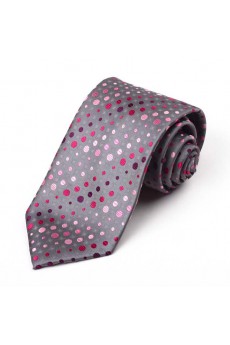 Gray Polka Dot Polyester NeckTie