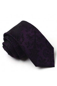 Purple Floral Microfiber NeckTie