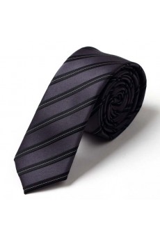 Gray Striped Microfiber NeckTie