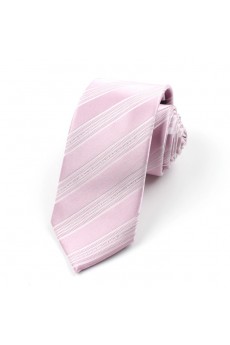 Pink Striped 100% Silk NeckTie