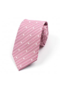 Pink Striped 100% Silk NeckTie