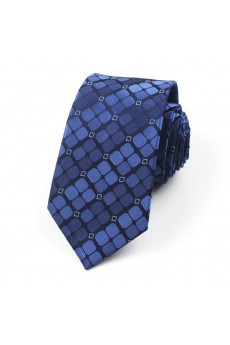 Blue Checkered 100% Silk NeckTie