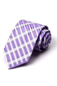 Purple Plaid Microfiber NeckTie