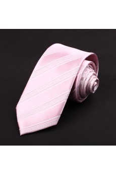 Pink Striped 100% Silk NeckTie