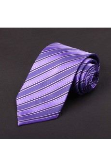 Purple Striped 100% Silk NeckTie