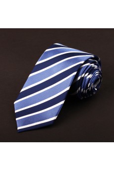 Blue Striped 100% Silk NeckTie