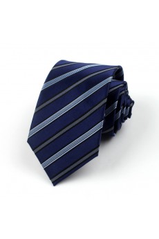 Blue Striped 100% Silk NeckTie