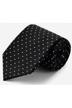 Black Polka Dot 100% Silk NeckTie