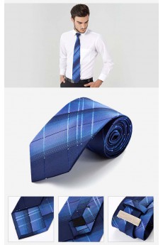 Blue Plaid 100% Silk NeckTie