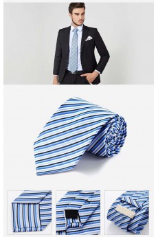 Blue Striped 100% Silk NeckTie