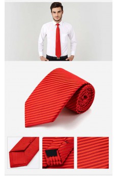 Red Striped 100% Silk NeckTie