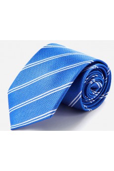 Blue Striped 100% Silk NeckTie