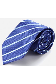 Blue Striped 100% Silk NeckTie