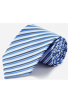 Blue Striped 100% Silk NeckTie