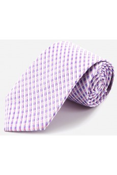 Purple Plaid 100% Silk NeckTie