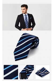 Blue Striped Cotton & Polyester NeckTie