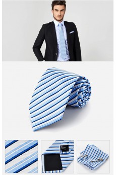 Blue Striped Cotton & Polyester NeckTie