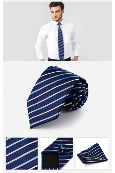 Blue Striped Cotton & Polyester NeckTie