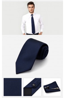 Blue Solid Cotton & Polyester NeckTie