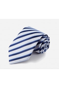 Blue Striped Cotton & Polyester NeckTie