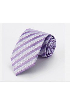 Purple Striped Cotton & Polyester NeckTie